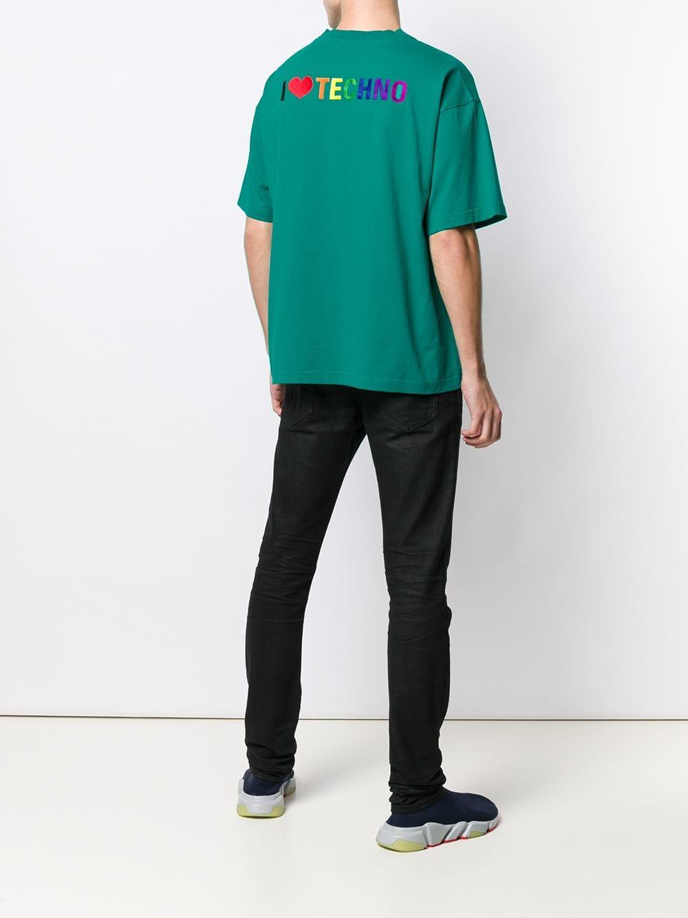 Balenciaga Cotton I Love Techno T-shirt in Green for Men - Lyst