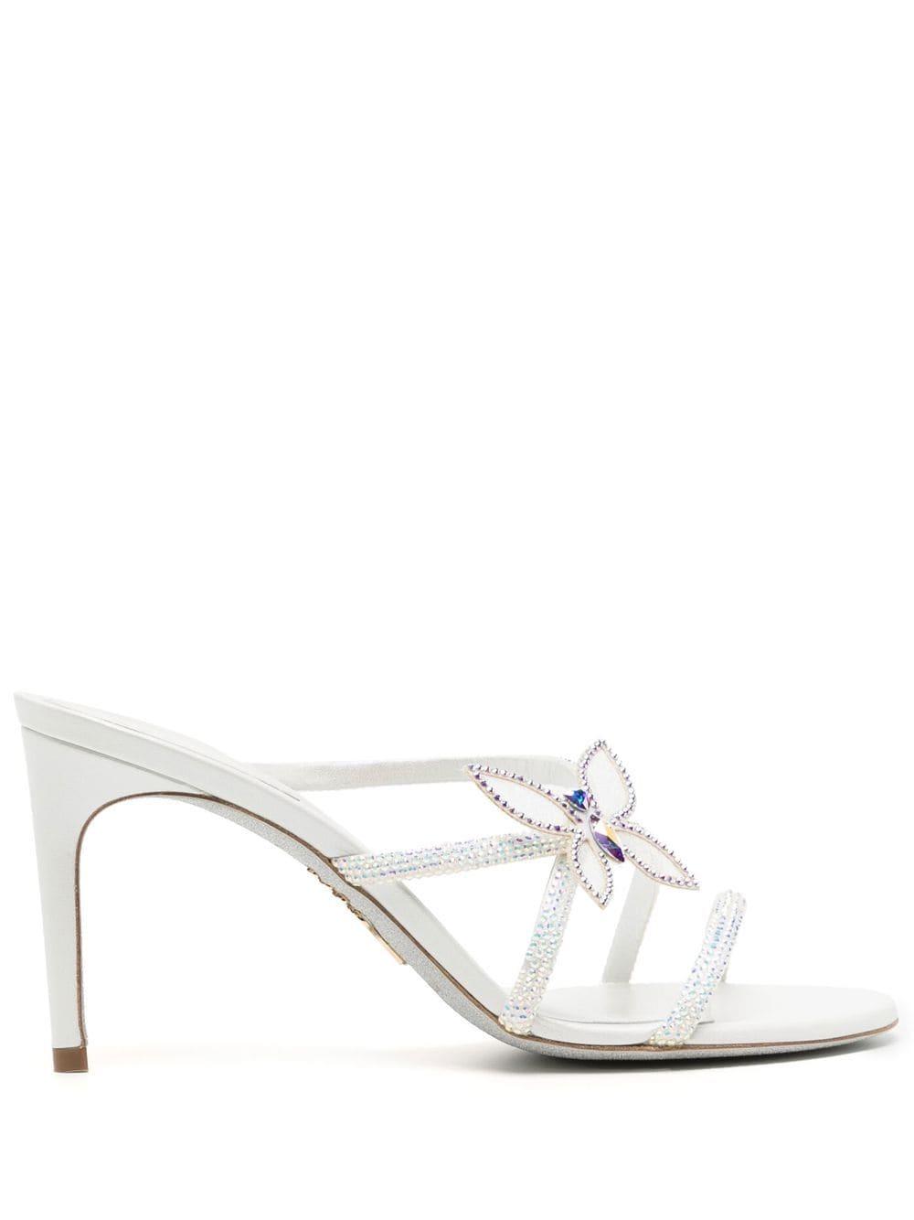 Rene Caovilla Butterfly Embellished Strappy Sandals in White | Lyst