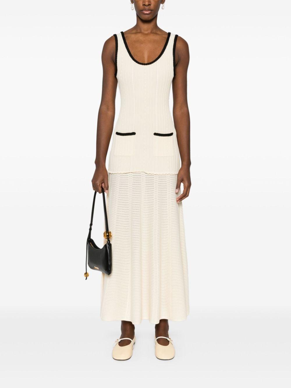 Sandro Pointelle Knit Dress in Natural | Lyst