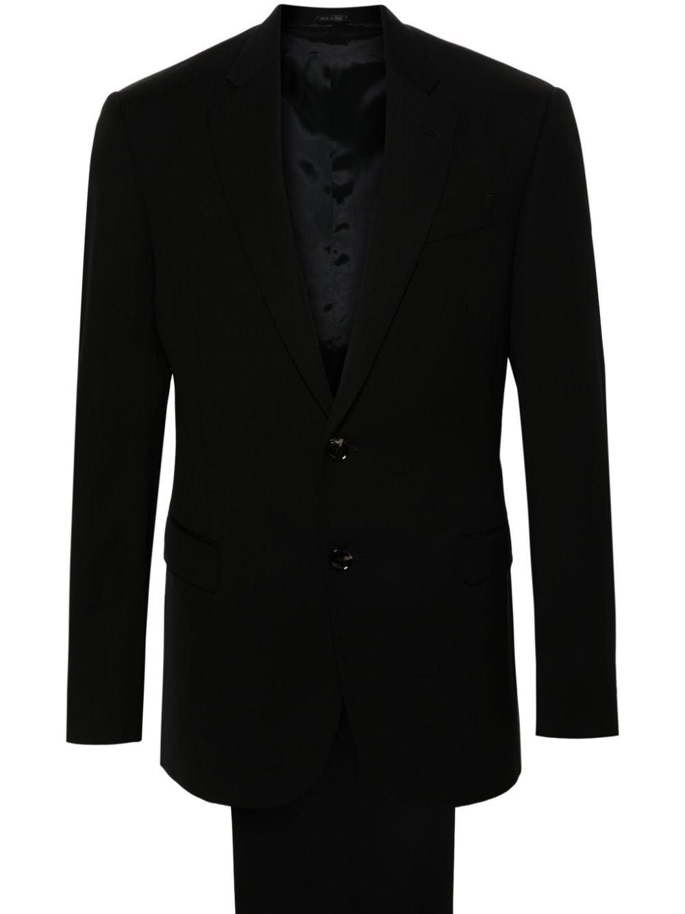 Giorgio Armani single-breasted virgin wool suit - Black
