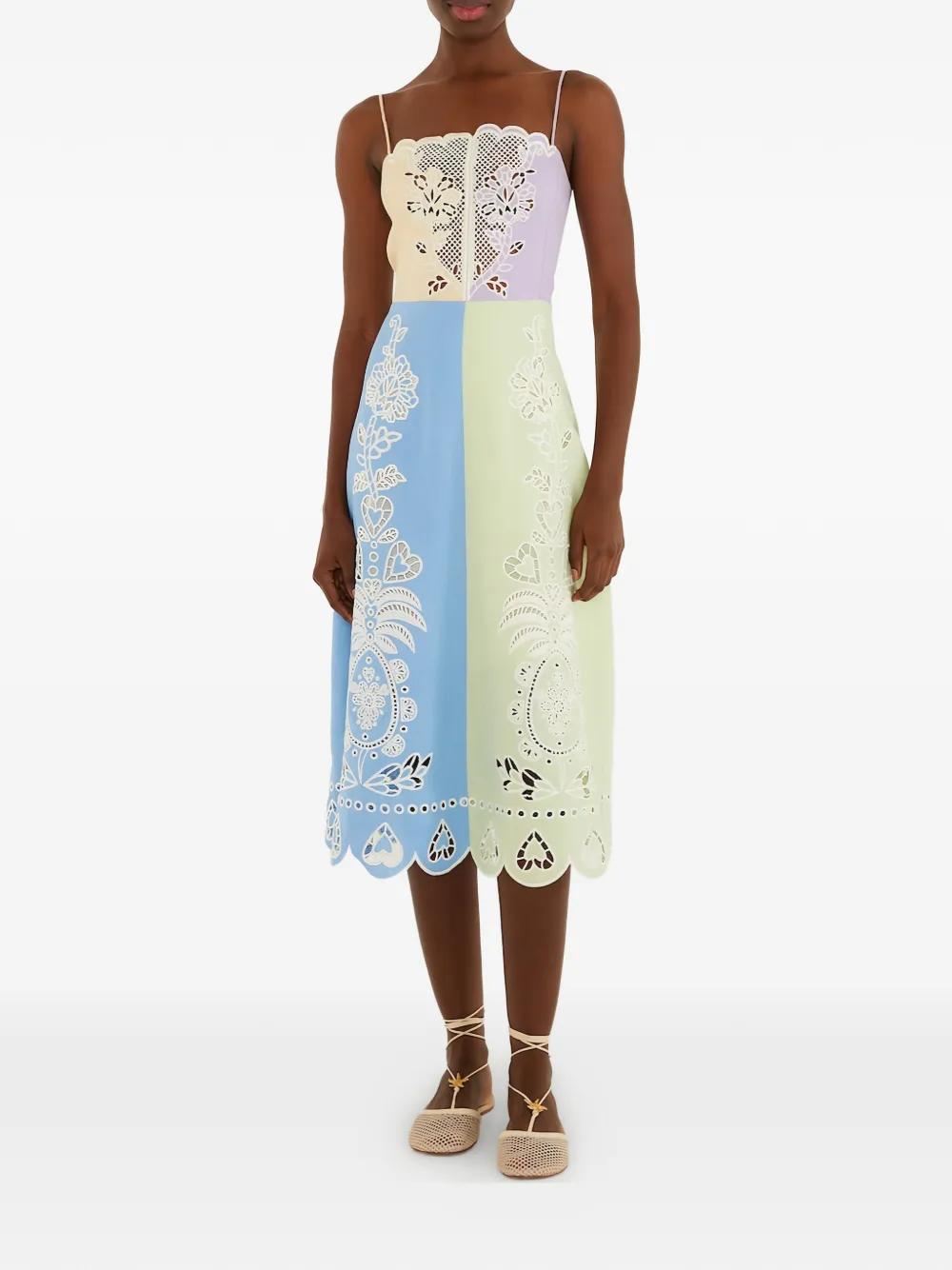 farm rio floral scalloped cotton midi dress Farm Rio Scalloped Trim Midi Dress