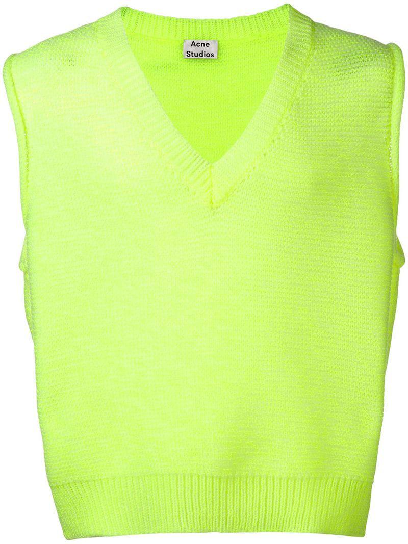 green v neck sweater vest