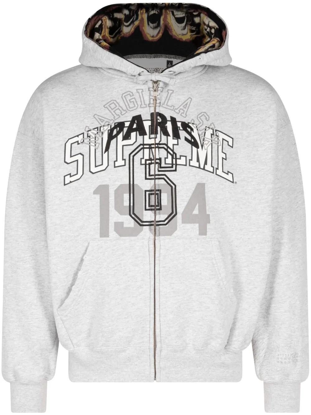 Supreme X Mm6 Maison Margiela Logo-Print Hoodie in Grey | Lyst Canada