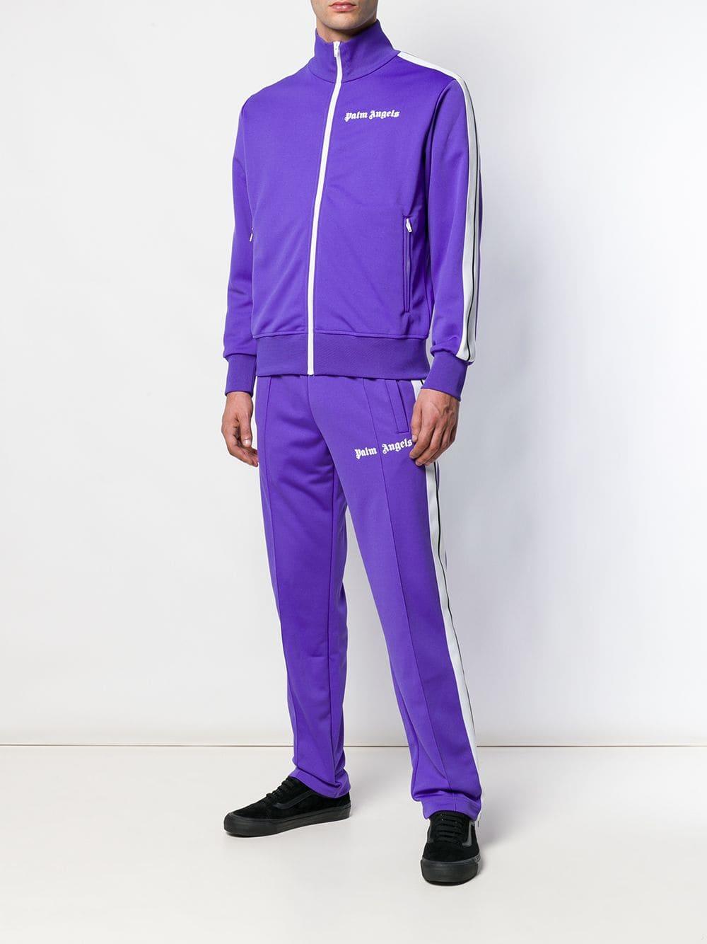 Palm Angels Logo Embroidered Track Trousers in Purple for Men | Lyst