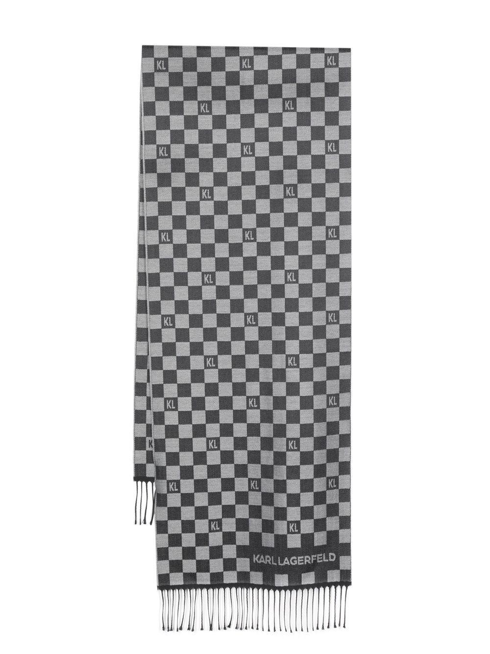 Karl Lagerfeld Check-pattern Wool Scarf in Gray for Men | Lyst