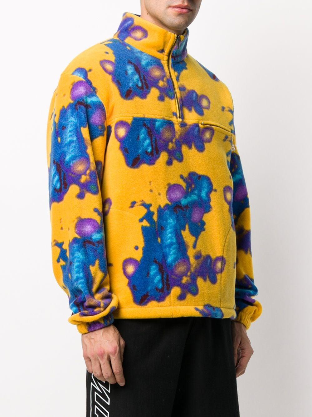 Stussy Abstract Print Fleece Henley Sweatshirt in Yellow for Men - Lyst