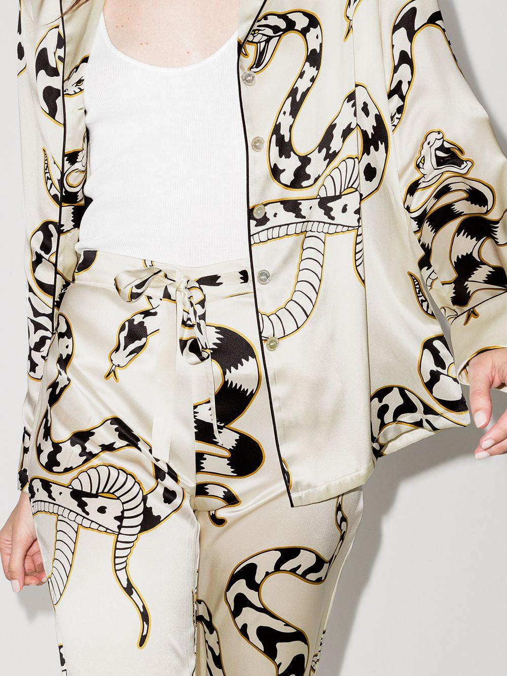 Olivia Von Halle Lila Sassoon Snake-print Silk Pyjamas in White | Lyst