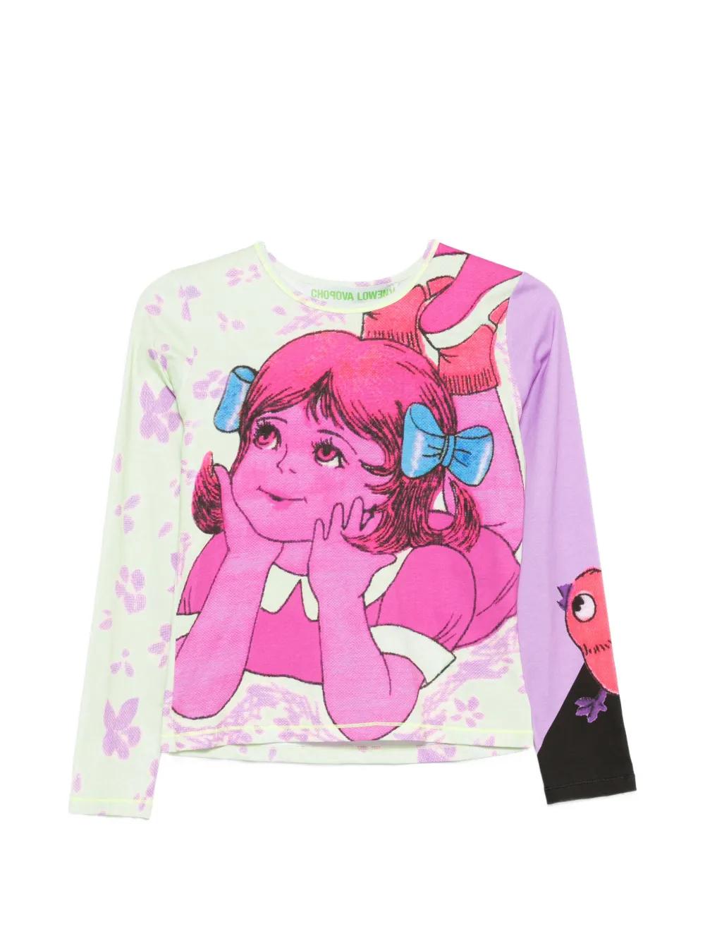 Chopova Lowena 長袖 Tシャツ イラストプリント ピンク レディース Chopova Lowena トップス | オンラインセールは最大85%オフ