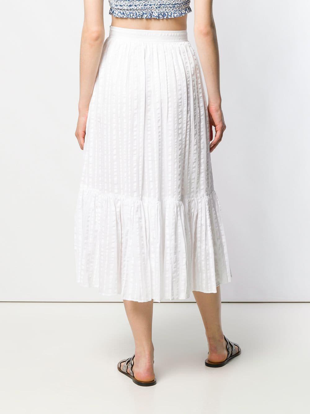 Tory Burch Cotton Tiered A-line Skirt in White - Lyst