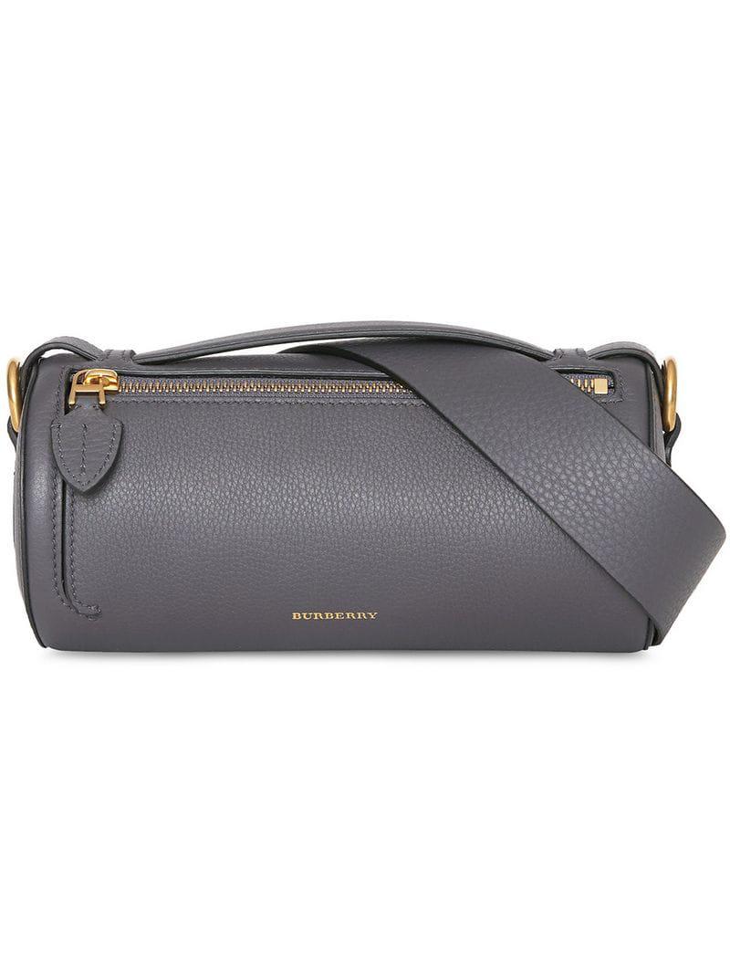 Burberry The Leather Barrel Bag in Gray