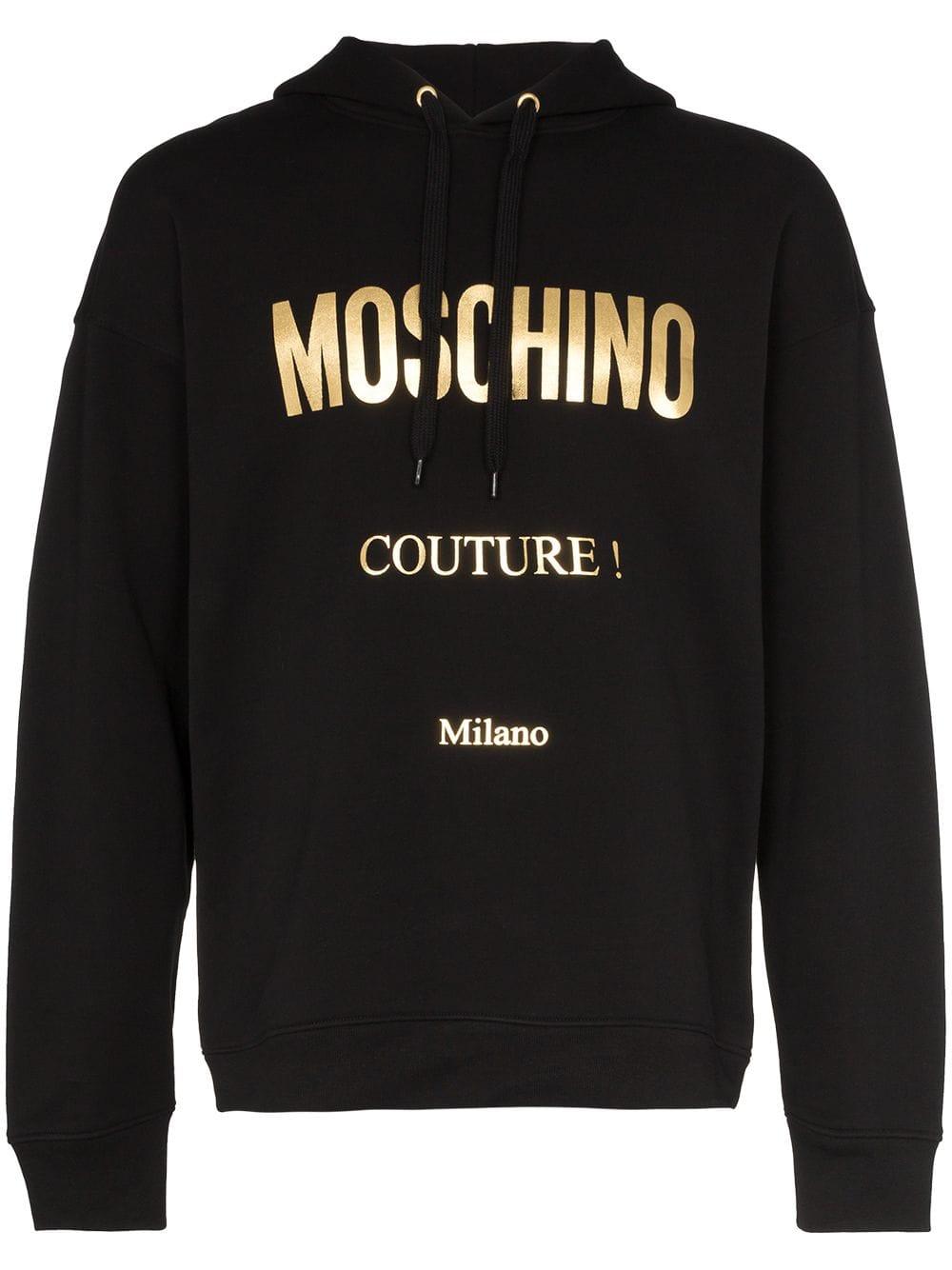 Moschino Cotton Couture Logo Printed Hoodie in Black for Men - Lyst