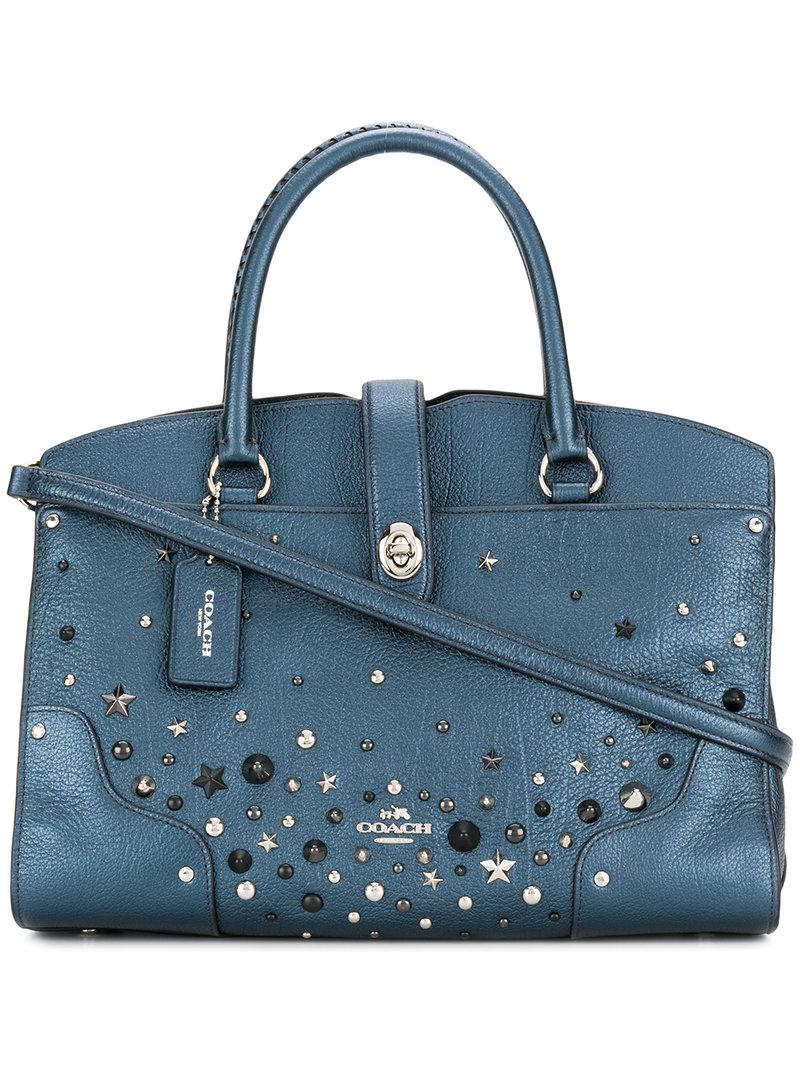 COACH Star Studded Shoulder Bag in Blue | Lyst