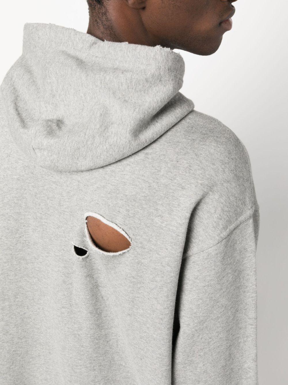 Distressed Cotton Jersey Hoodie in Grey - Givenchy