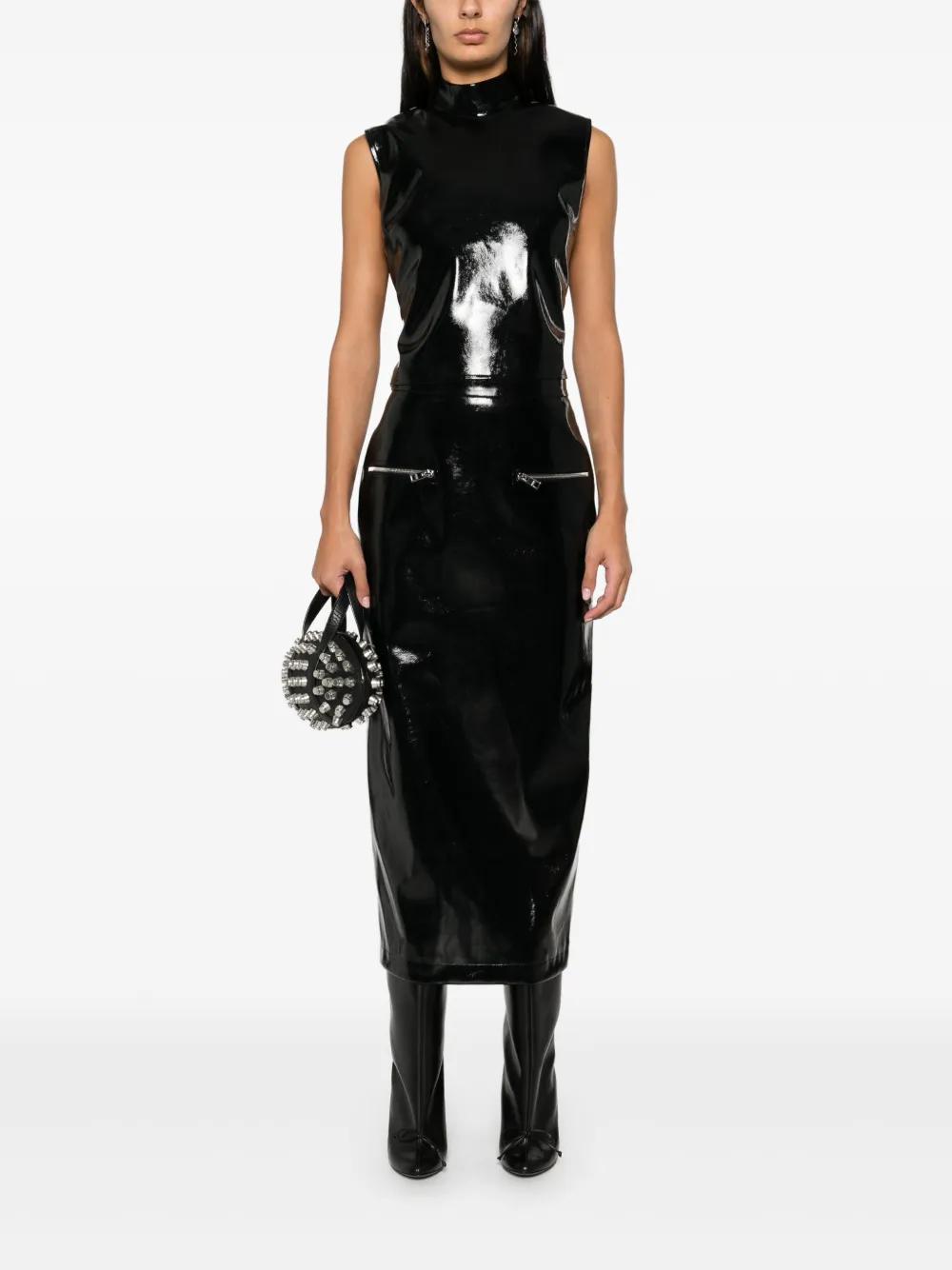 スカート Msgm Patent Leather Midi Skirt Black Patent Faux-Leather Midi Skirt by MSGM on Sale