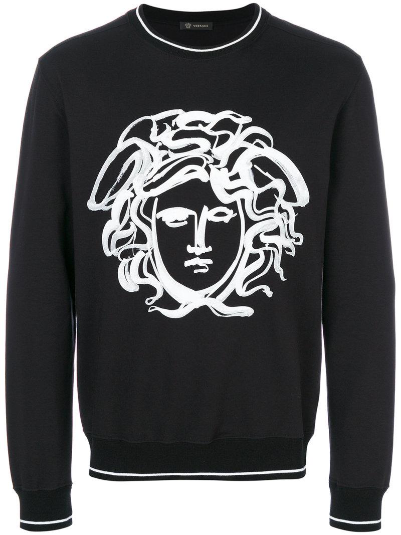 Felpa con Medusa dipintaVersace in Cotone da Uomo colore Nero | Lyst