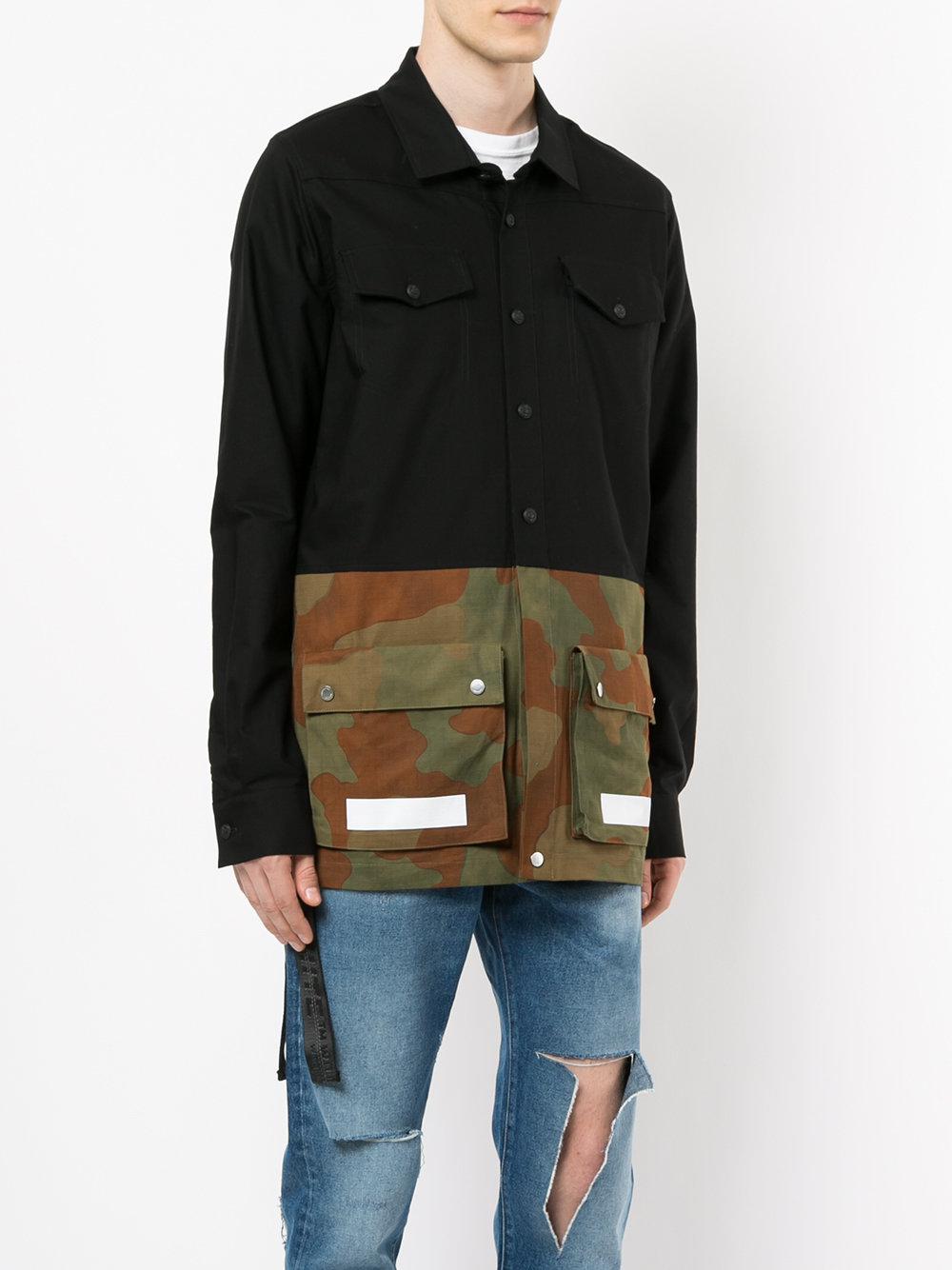 Off White C O Virgil Abloh Cotton Split Camouflage Shirt In Black For Men Lyst