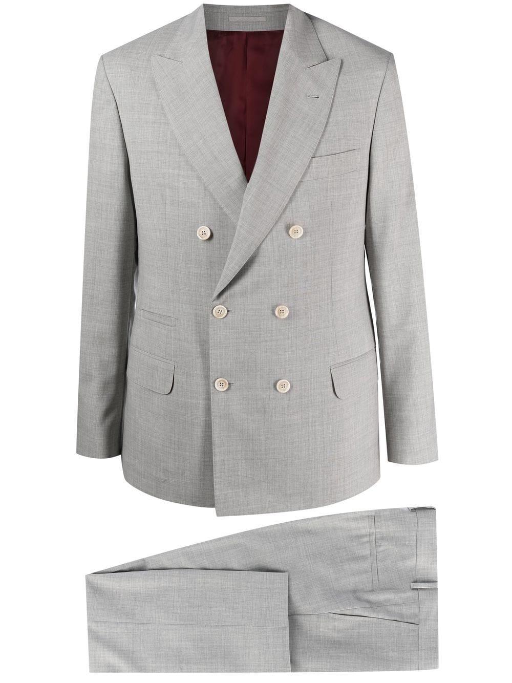 Brunello Cucinelli Double-breasted Two-piece Suit in Gray for Men | Lyst
