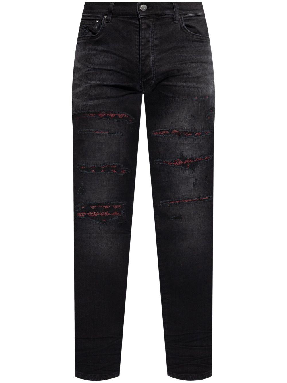 Amiri メンズ ブルー バンダナディテール ダメージ ジーンズ ジーンズ