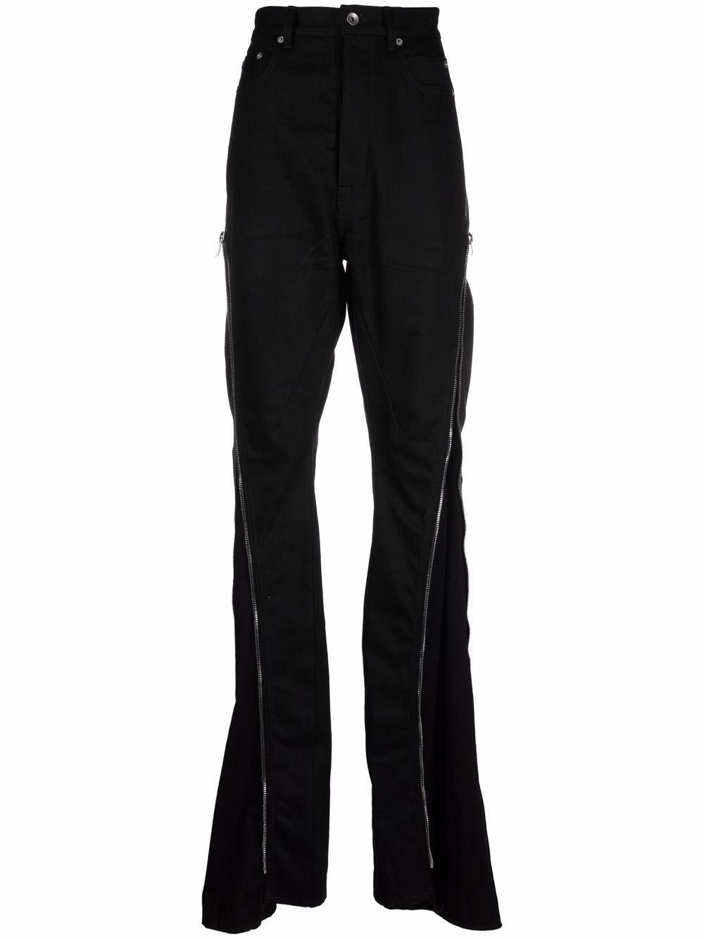 Rick Owens Flared Zip-detail Jeans in Black | Lyst