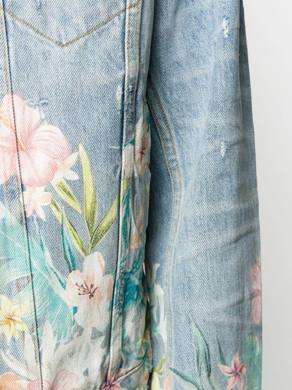 Amiri Floral-detail Denim Jacket in Blue for Men