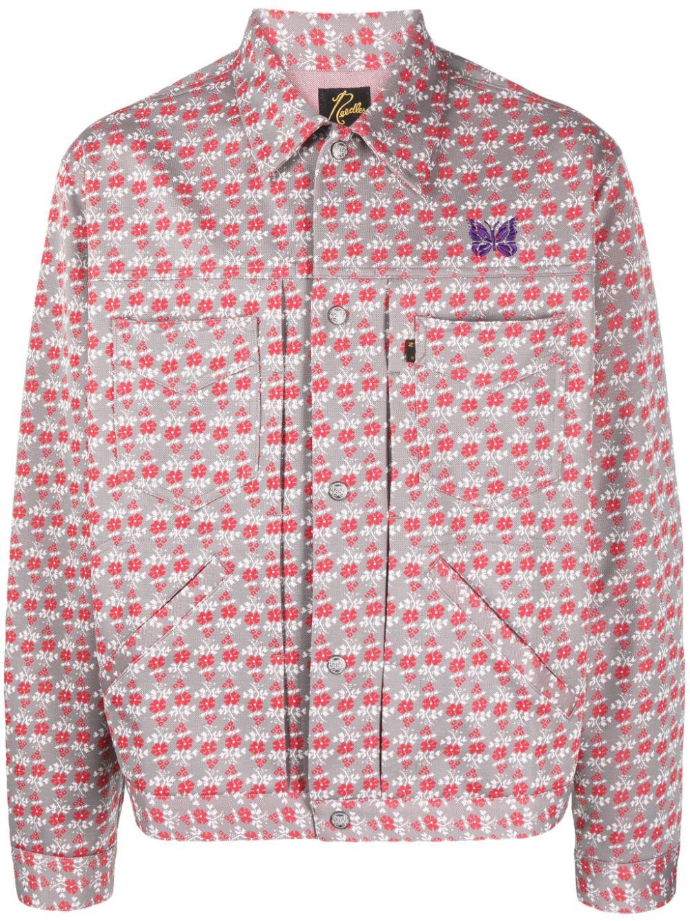 Needles Logo-embroidered Floral-print Shirt Jacket in Pink for Men