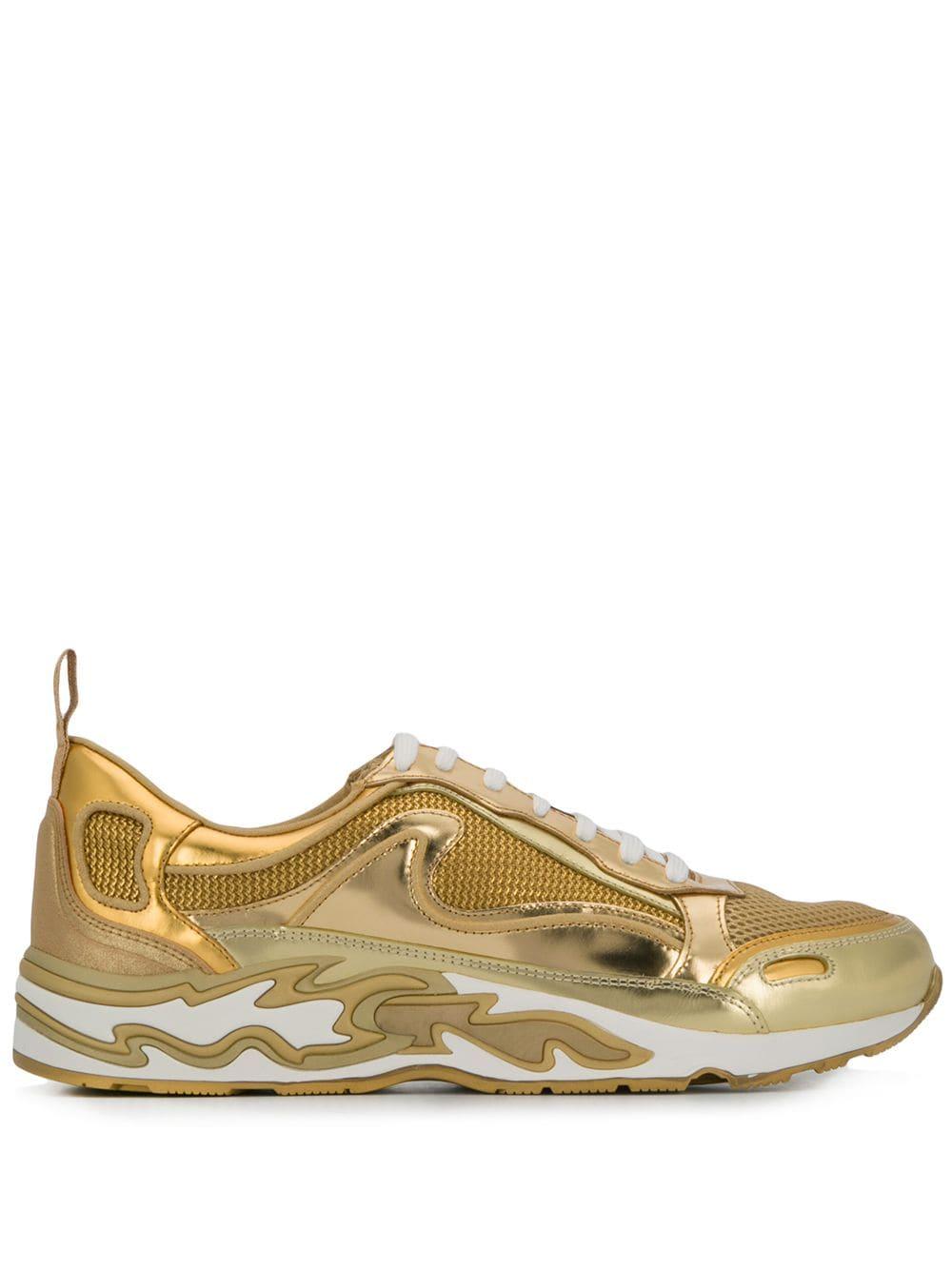 Sandro Leather Flame Sneakers in Gold (Metallic) - Lyst