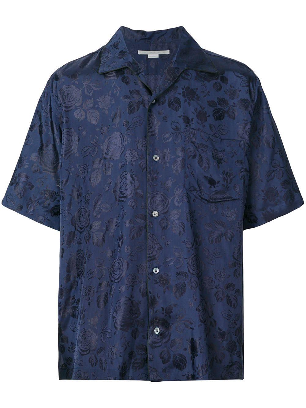 Stella McCartney Synthetic Textured Button Shirt in Blue for Men - Lyst