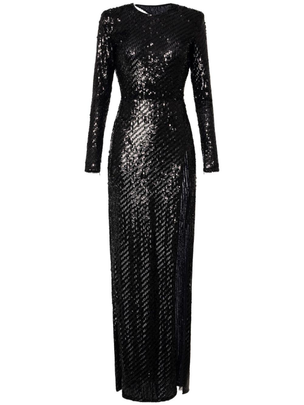 Elisabetta Franchi レディース ブラック Sequinned Tulle Gown ワンピース