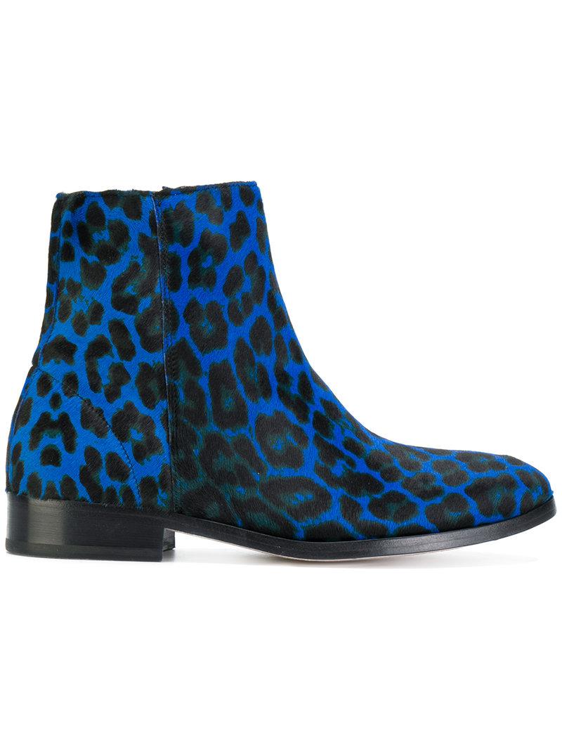 blue leopard print boots