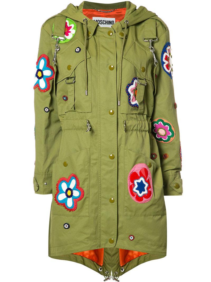 Moschino graphic-print leather jacket - Green