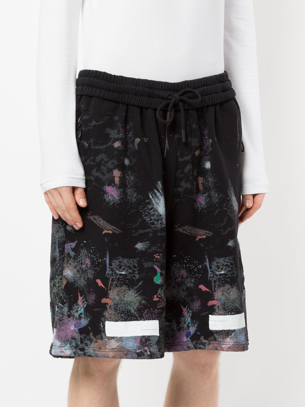 Off-White c/o Virgil Abloh Cotton Diag Galaxy Shorts in Black for 