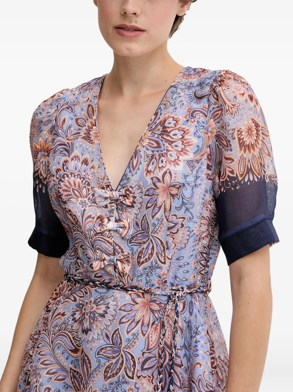 Robe Hale Bob Lilian - Taille S | Dos Nu Trou De Serrure, Perles, Imprimé Fleuri Rose/vert