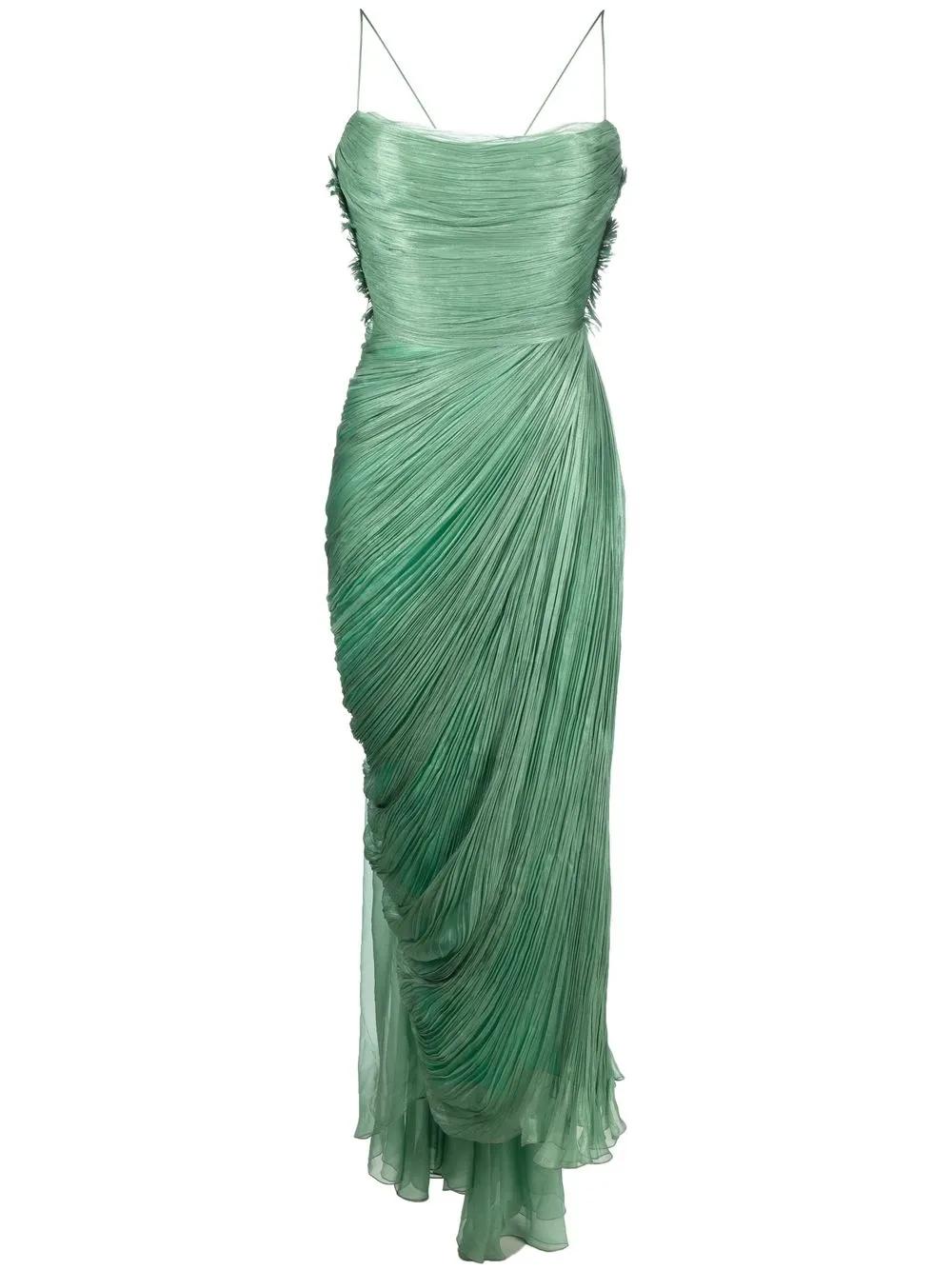 maria lucia hohan sada chiffon dress in green Maria Lucia Hohan Siona Draped Silk Dress in Green
