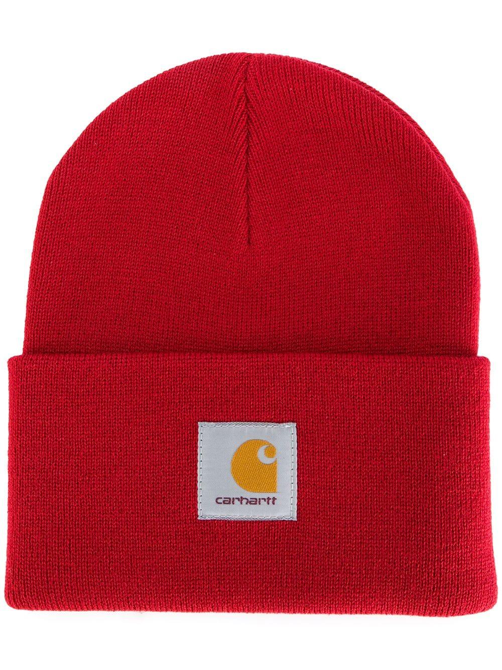 Carhartt Synthetic Logo Patch Beanie in Red for Men - Lyst