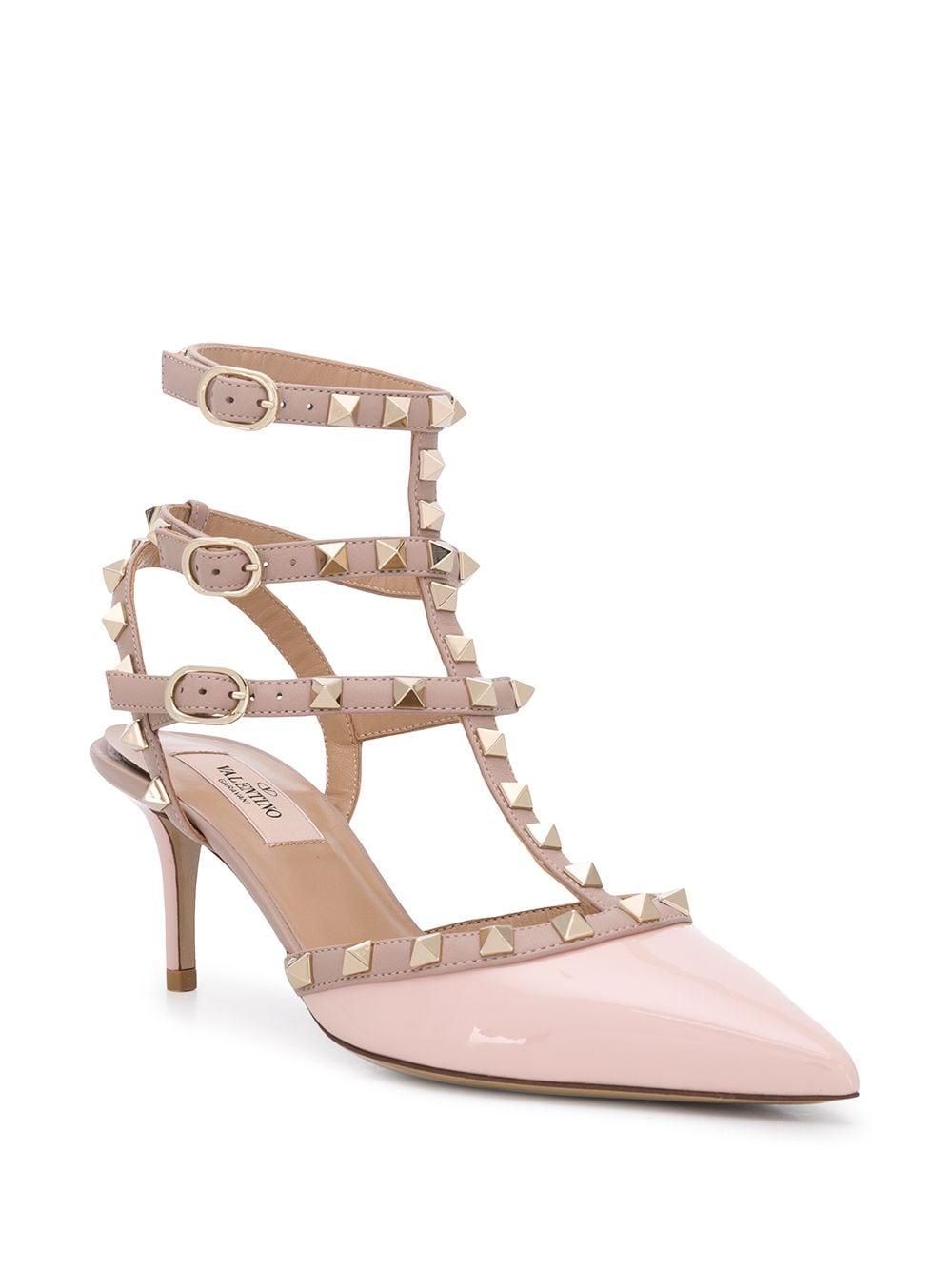 Valentino Garavani Leather Rockstud Caged 65mm Pumps in Pink - Lyst