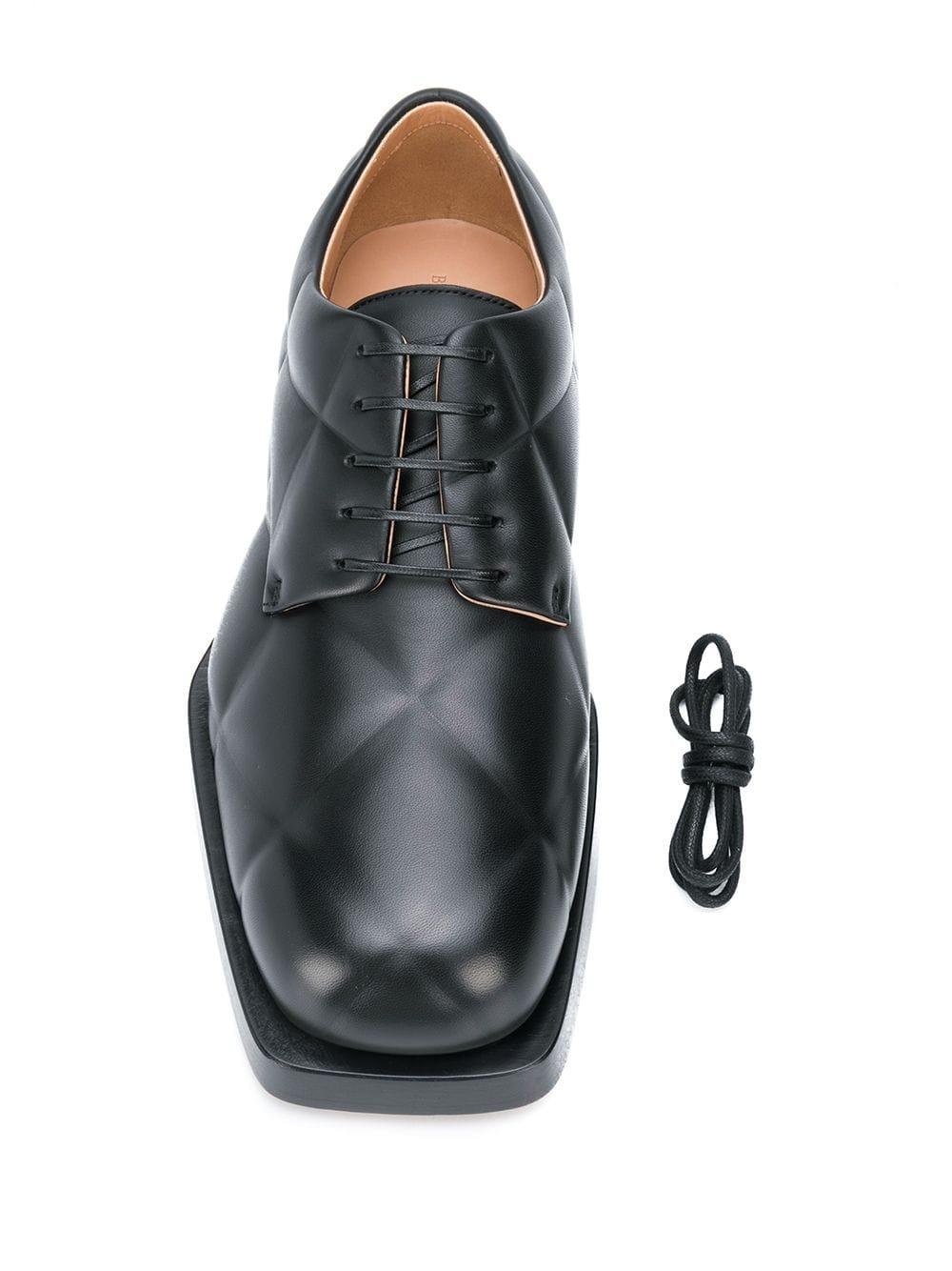 Bottega Veneta Leather Quilted Lace Up Shoes in Black for Men Mens Shoes Lace-ups Oxford shoes 