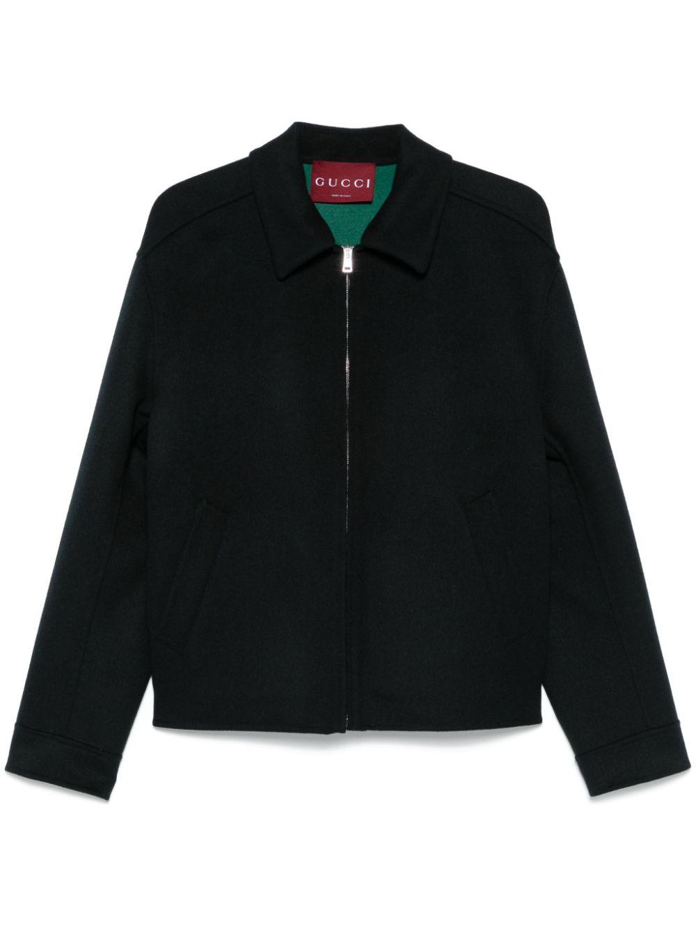 Gucci メンズ ブラック ロゴ ボンバージャケット ジャケット