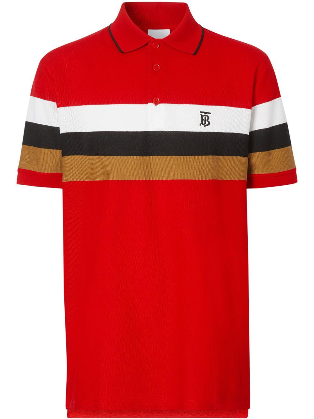 Burberry Striped Tb Motif Polo Shirt in Bright Red (Red) for Men Save