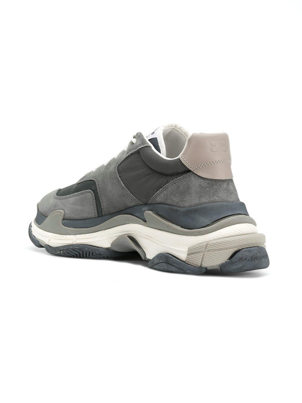 Balenciaga Leather Triple S Sneakers in Grey (Gray) for
