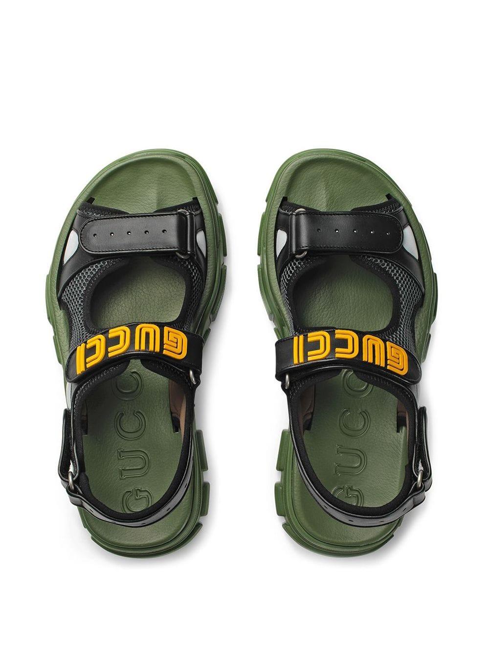 gucci leather and mesh sandals