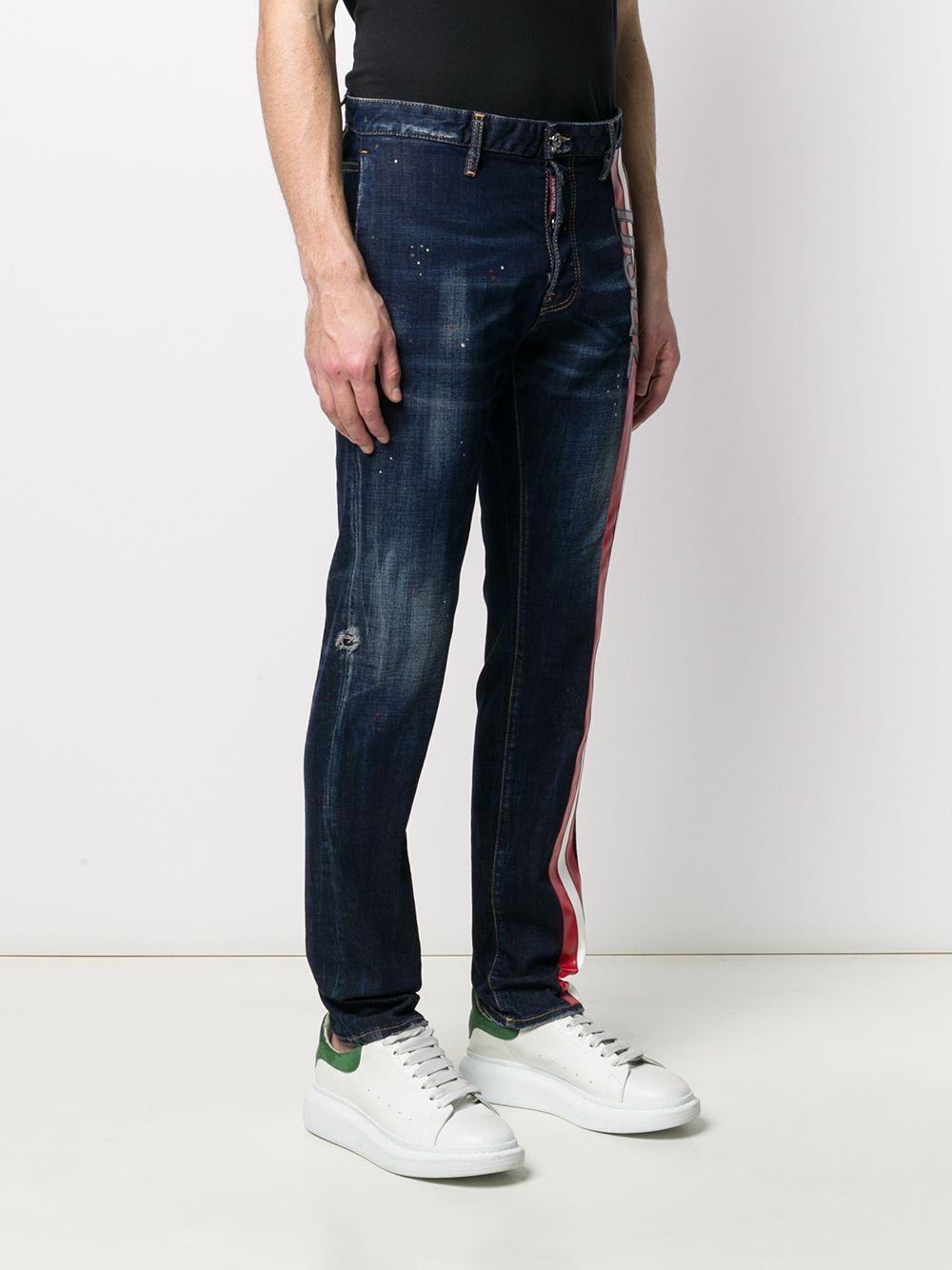 stripe on side jeans
