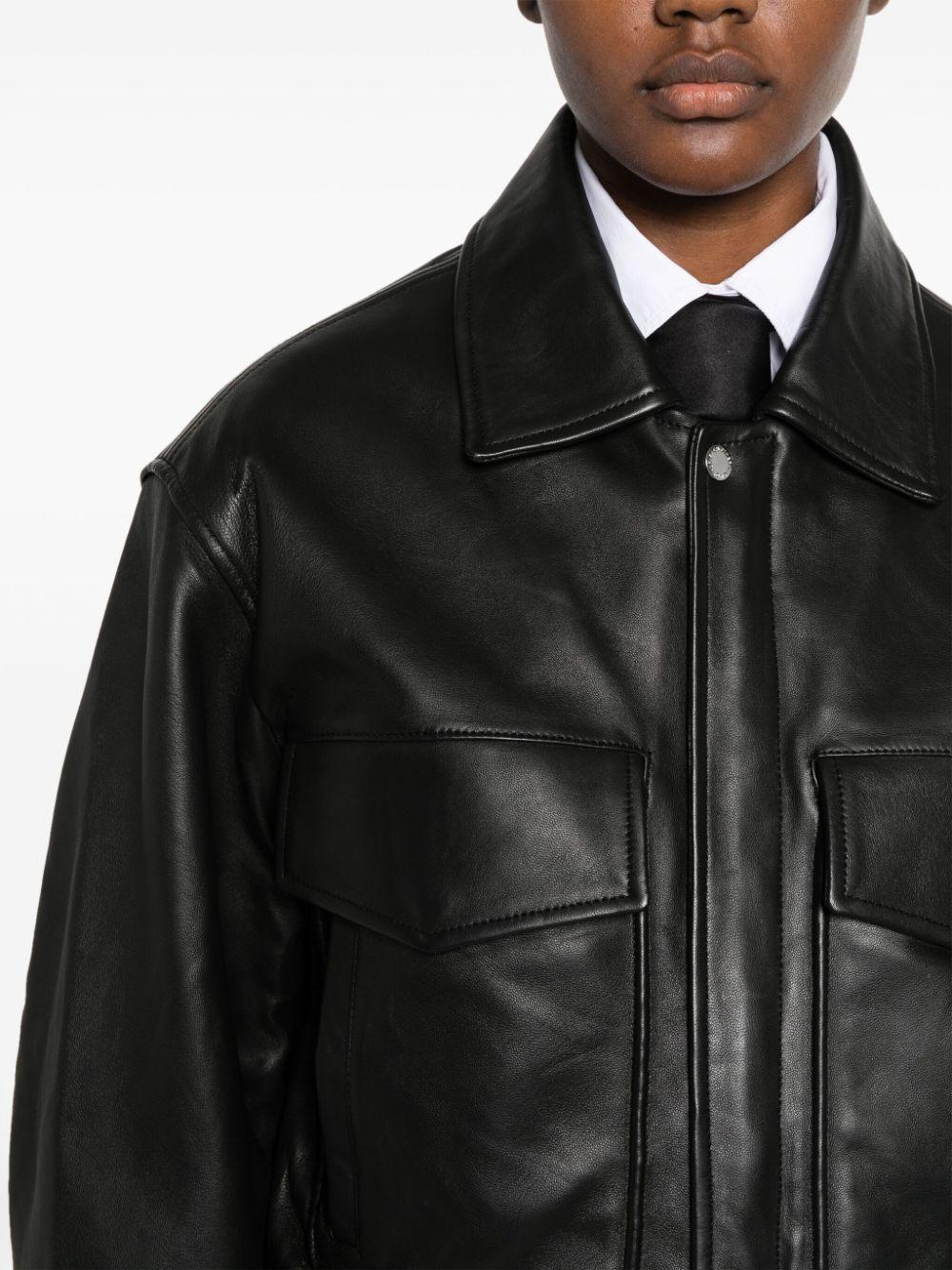 Each x Other Cargo pocket Leather Bomber Jacket in Black Lyst UK