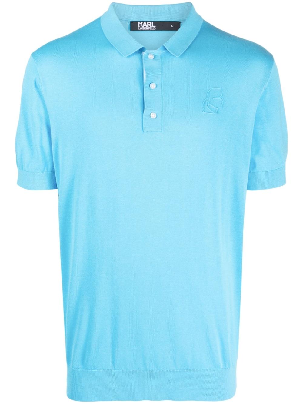 Of later Omleiden scheuren Karl Lagerfeld Embroidered-logo Cotton Polo Shirt in Blue for Men | Lyst