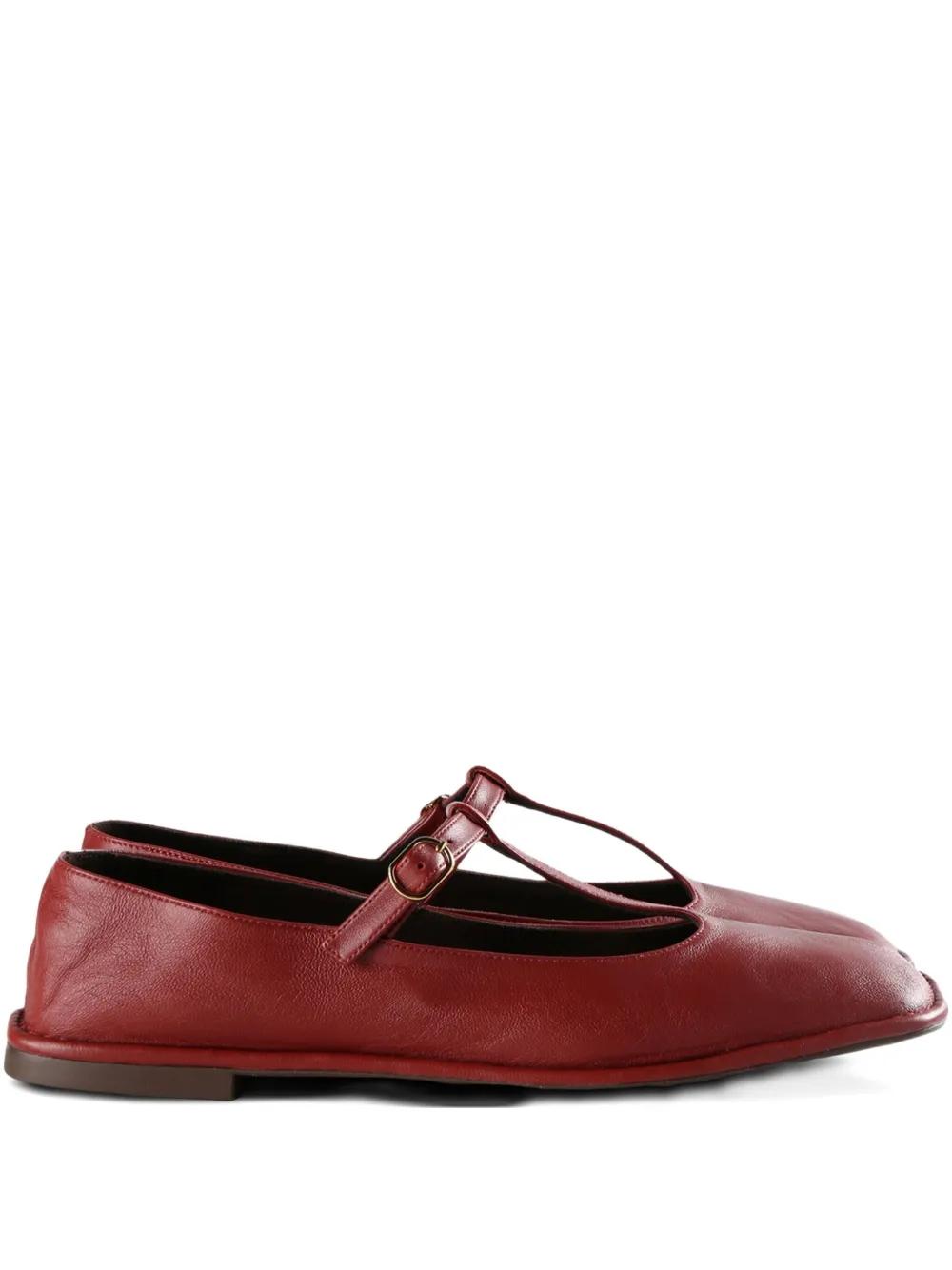 The Row Square T-Strap Flat Shoes in Red | Lyst UK