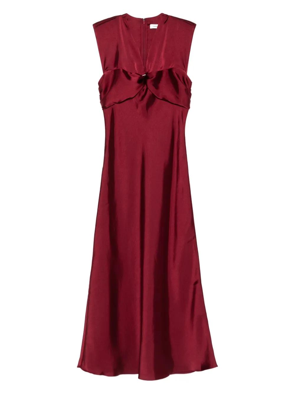 sandro red silk dress Sandro Asymmetric V-Neck Woven maxi dress