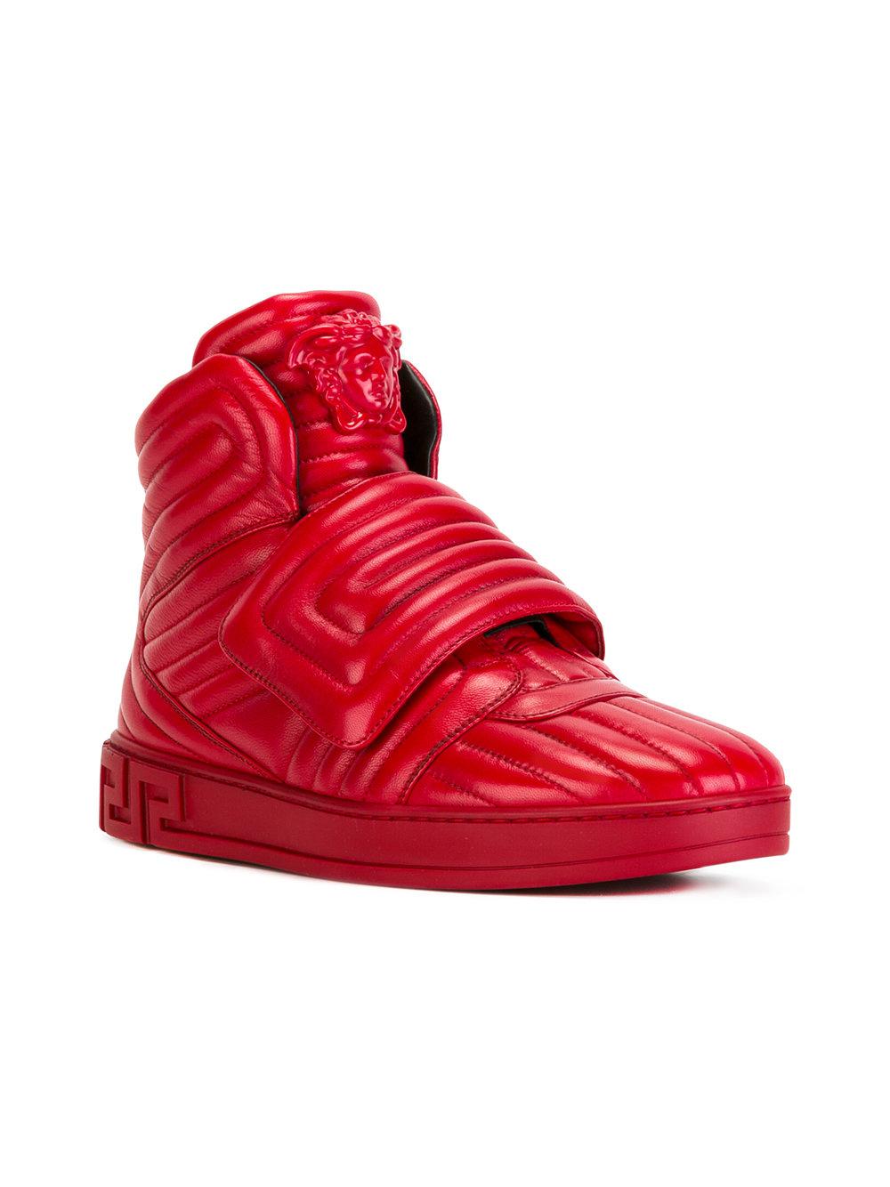 Versace Leather Quilted Medusa Head High-tops in Red | Lyst