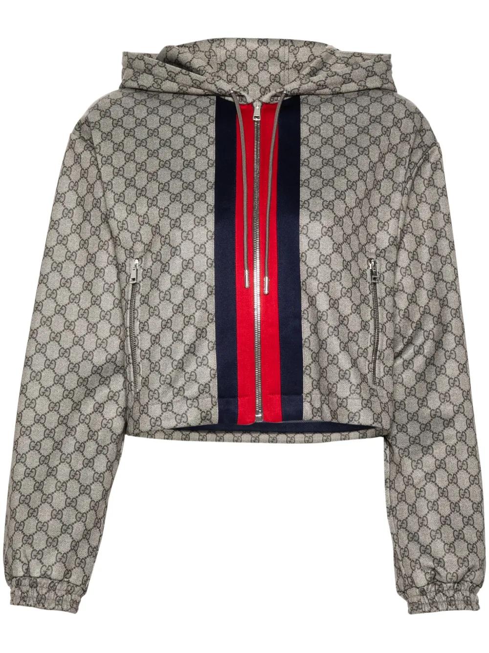 Gucci Gg Technical Jersey Zip Jacket in Brown | Lyst