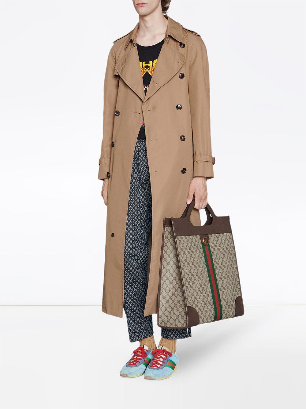 Gucci Gabardine Trench Coat With Chateau Marmont Print in Natural for