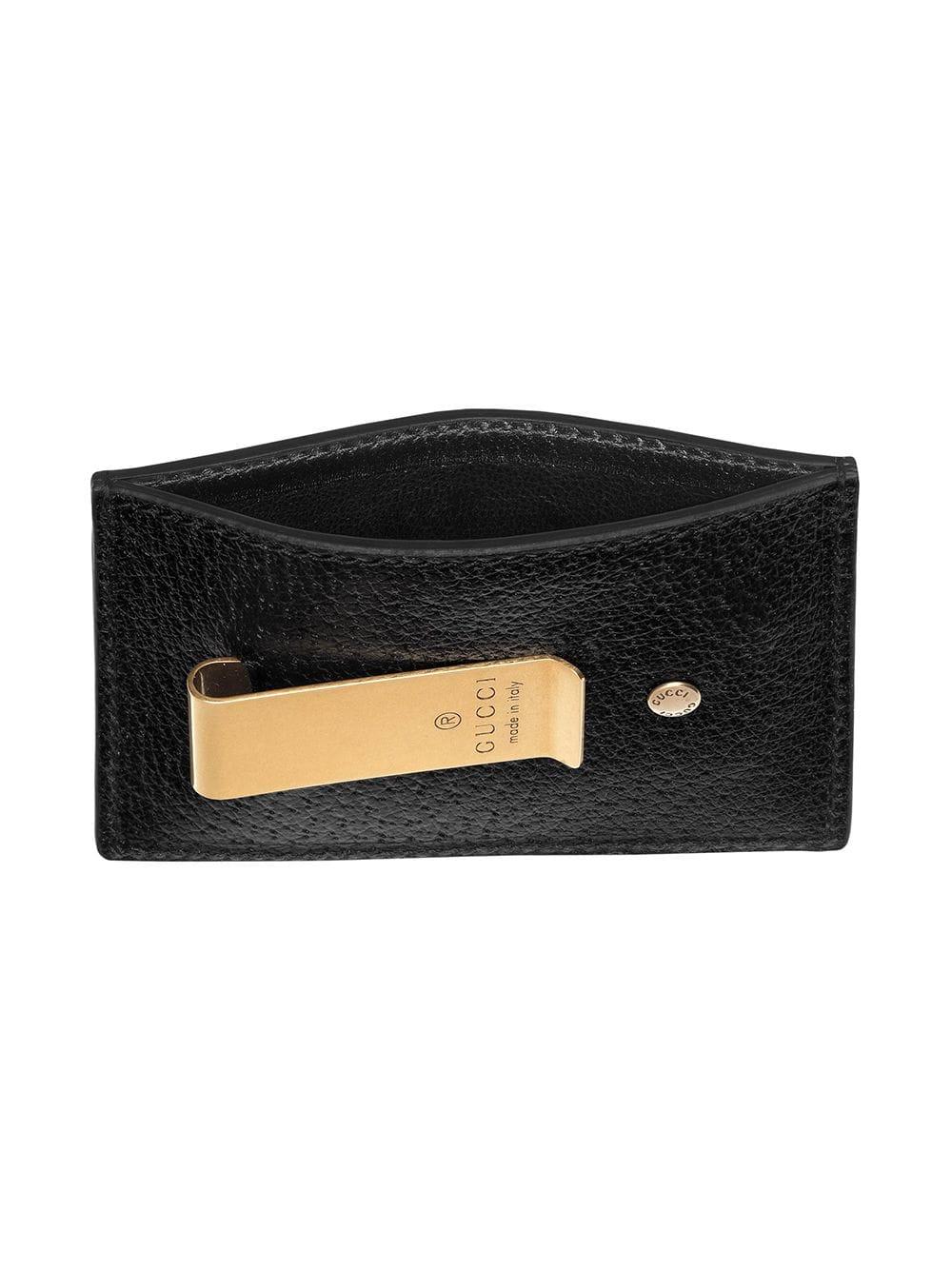 Jumbo GG money clip in black leather