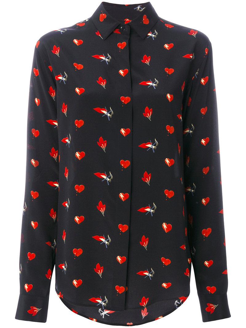 Saint Laurent Smoking Lips Heart Print Shirt in Black | Lyst Canada